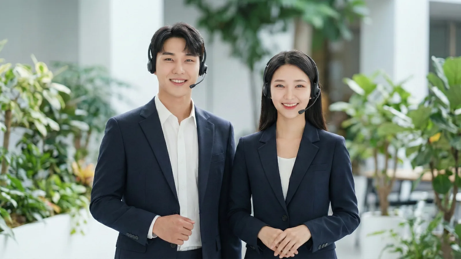 남녀 상담원이 빌게이트 소액결제 상담을 준비하는 모습